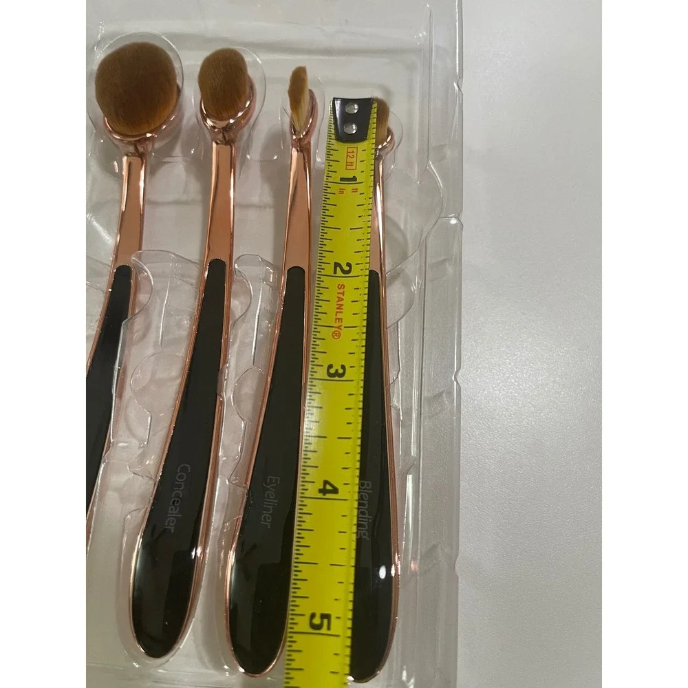 MEYSHAR SHOW 4-piece Oval Makeup Brush Set Rose Gold Black Design New